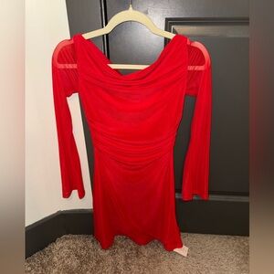 Red Long Sleeve Mini Dress